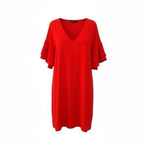 Eloquii Plus Size Red Ruffle Sleeve Dress